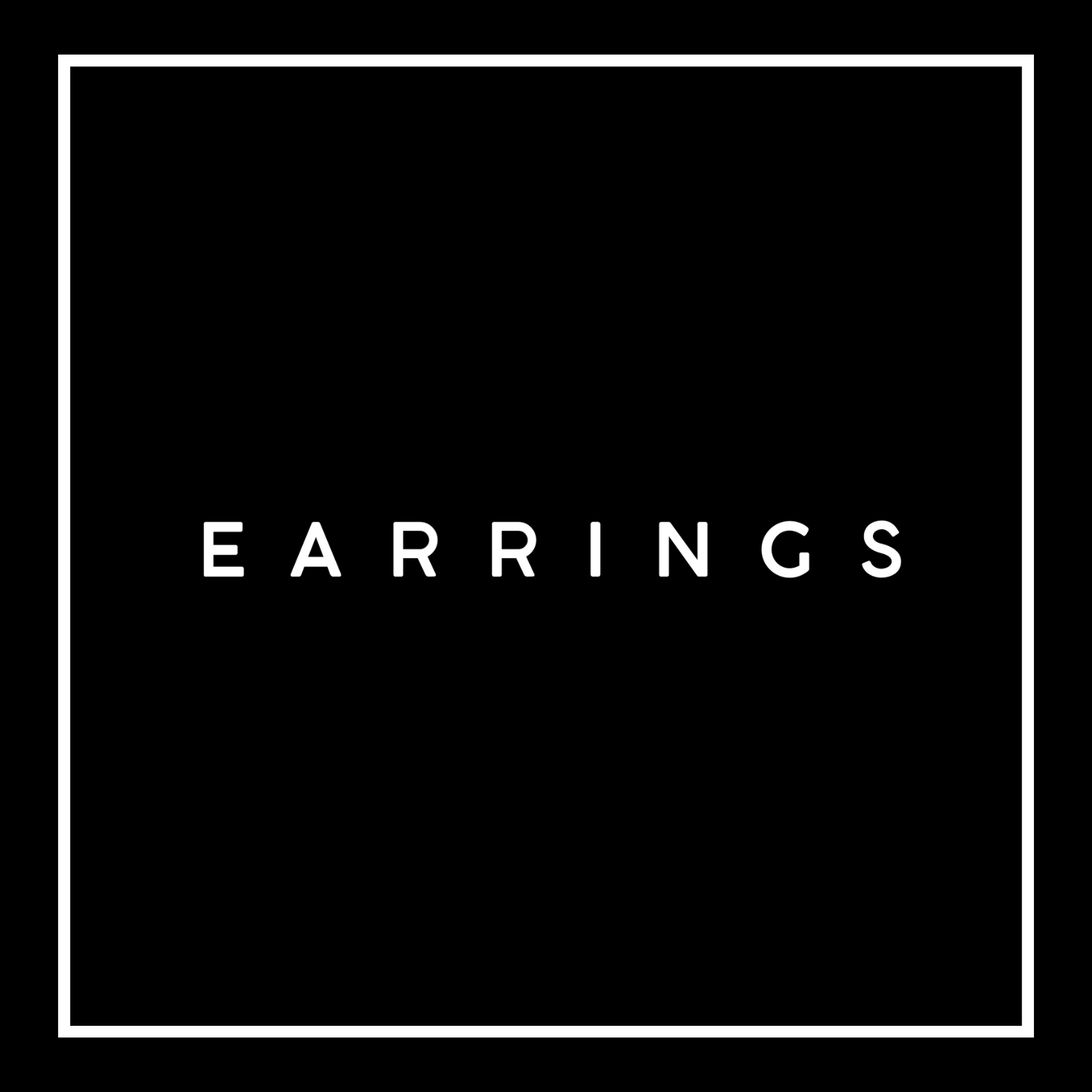 Black square with the word earrings