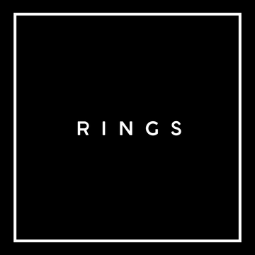 Black square with the word rings